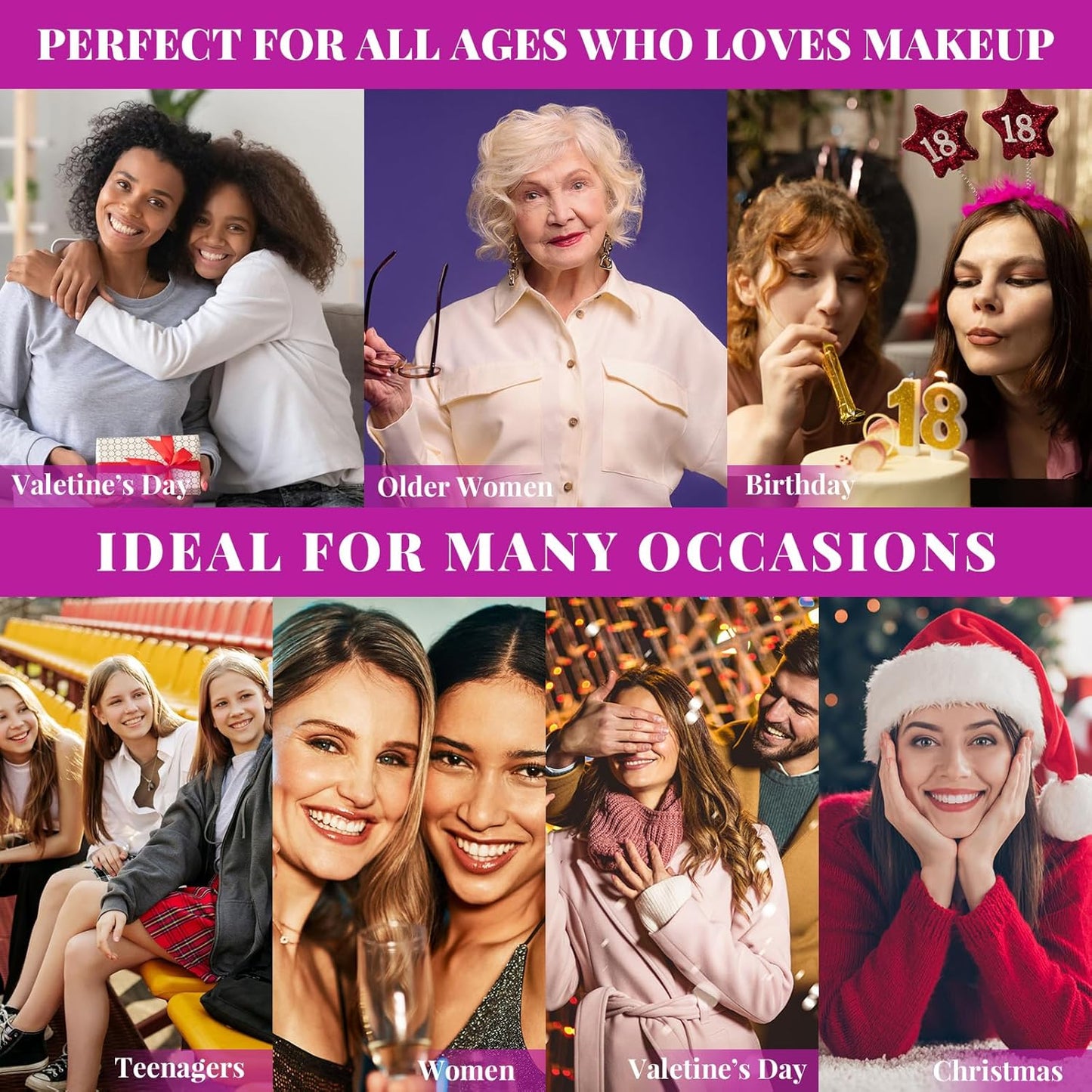 All-in-One Makeup Kit for Women – Full Kit with 24 Eye Shadows, 4 Lipsticks, 1 Blusher, 1 Powder, 2 Eyebrow Powders, 1 Mirror & 1 Double-Ended Brush | Perfect Makeup Set for Teen Girls, Beginners, and Professionals | Giftable Makeup Kit