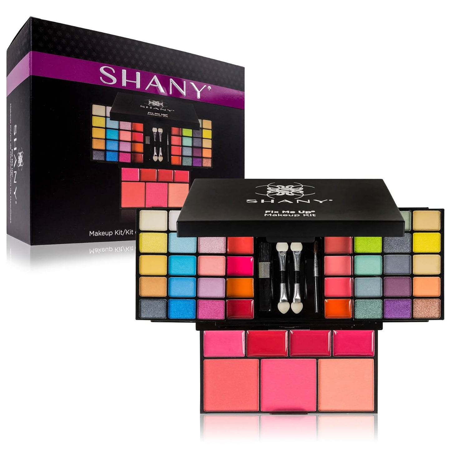 SHANY 'Fix Me Up' Makeup Kit – Compact Travel Makeup Set for Adults & Teens | Eye Shadows, Lip Colors, Blushes, and Applicators – Perfect Giftable Makeup Kit