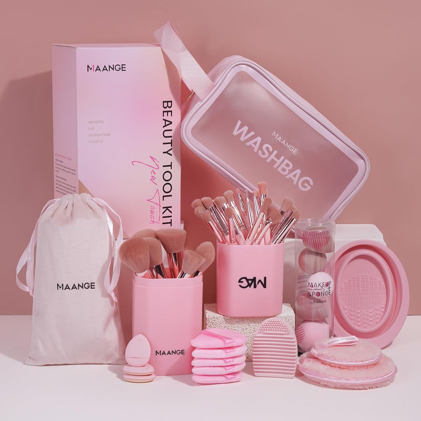 MAANGE Professional Synthetic Foundation & Concealer Blending Brush Set