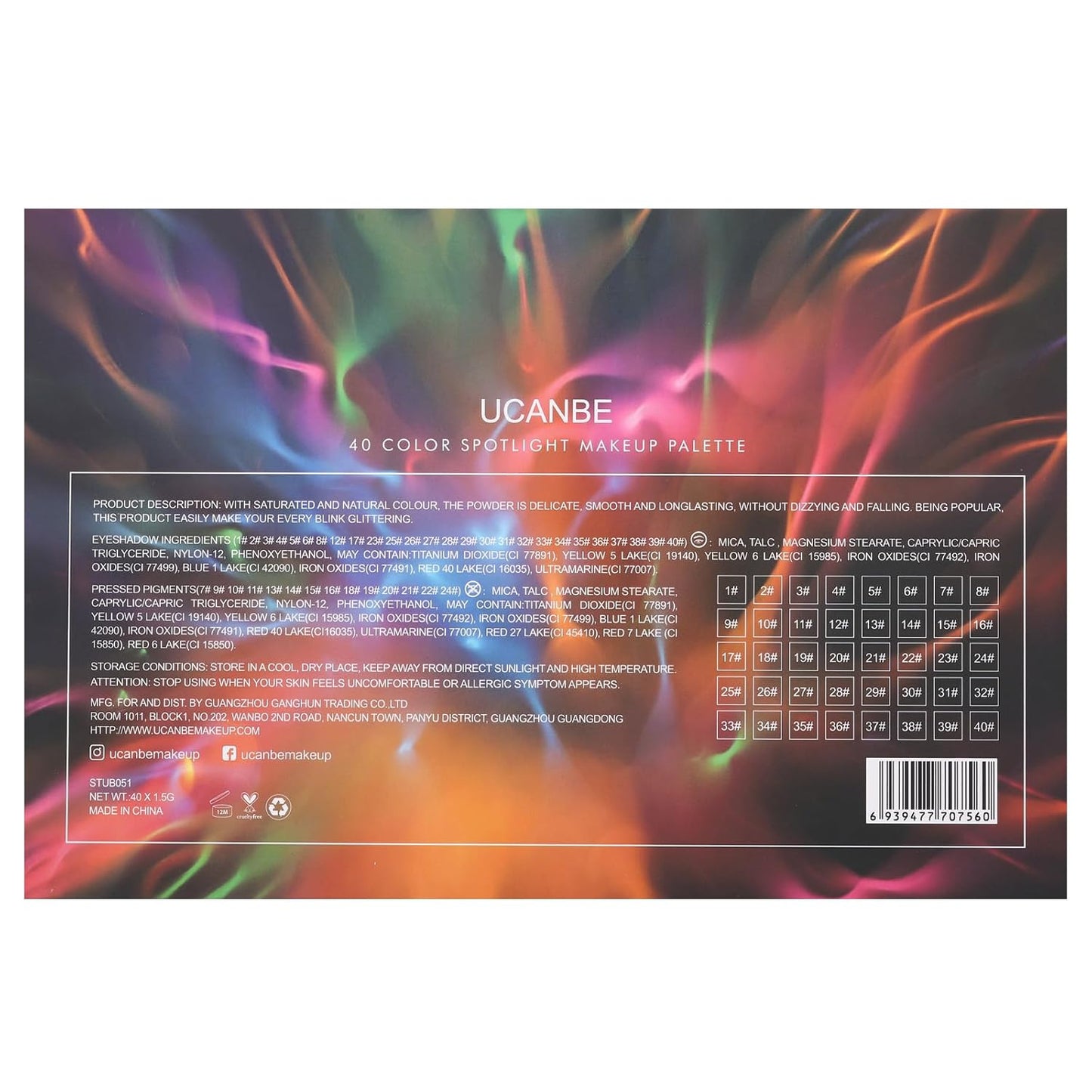 UCANBE Spotlight Eyeshadow Palette – 40 Color Matte Shimmer Waterproof