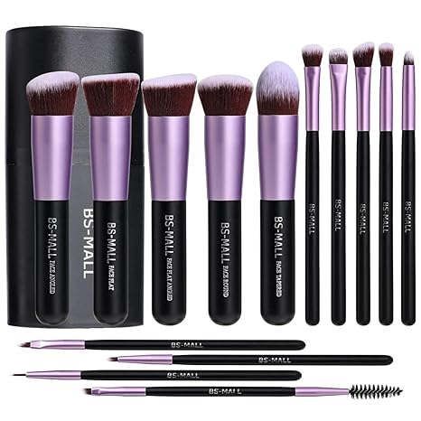 BS-MALL 14-Piece Makeup Brush Set – Premium Synthetic Kabuki Brush Set for Foundation, Eyeshadow, Eyebrow, and Contour | Professional Cosmetic Brush Kit with Case