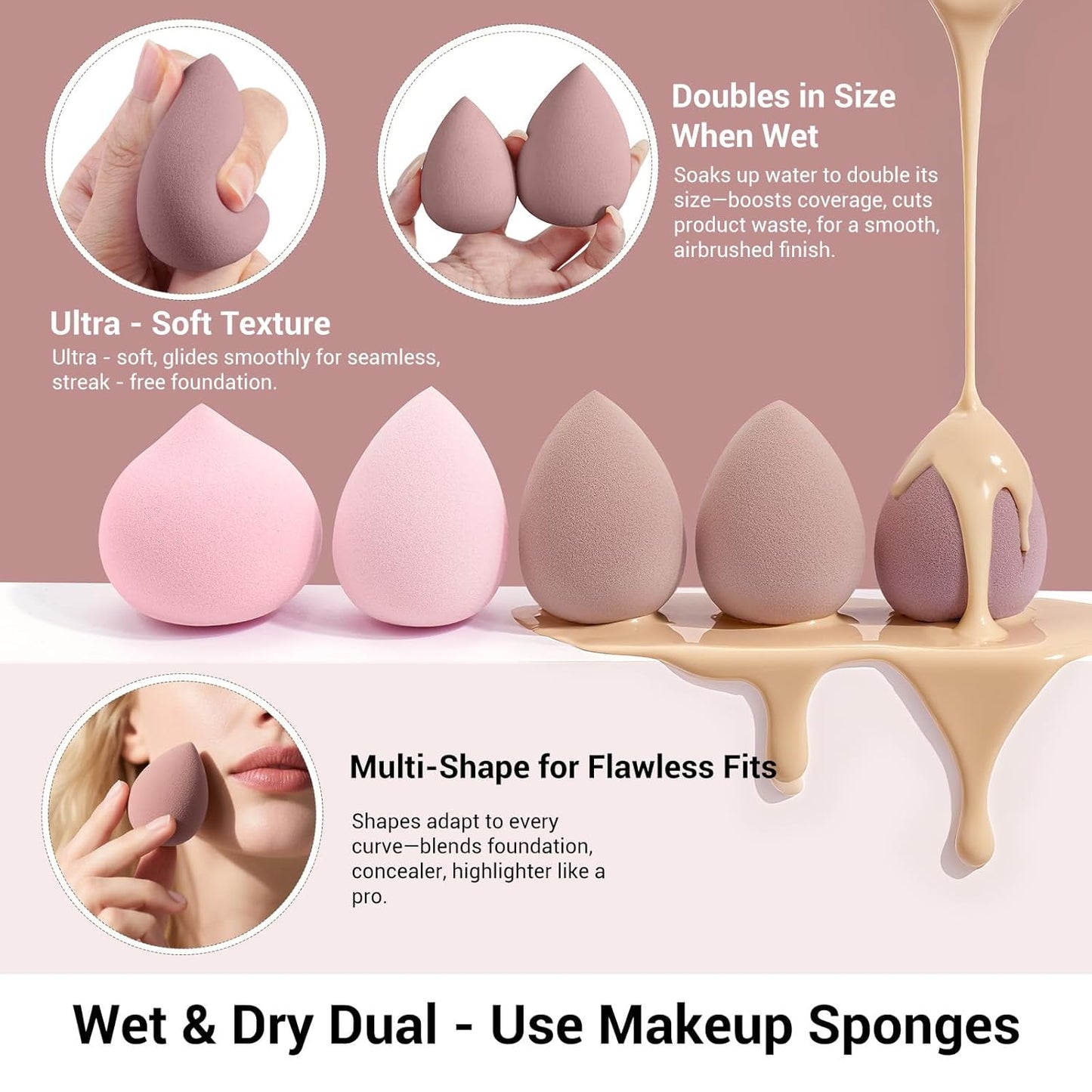 MAANGE Professional Synthetic Foundation & Concealer Blending Brush Set