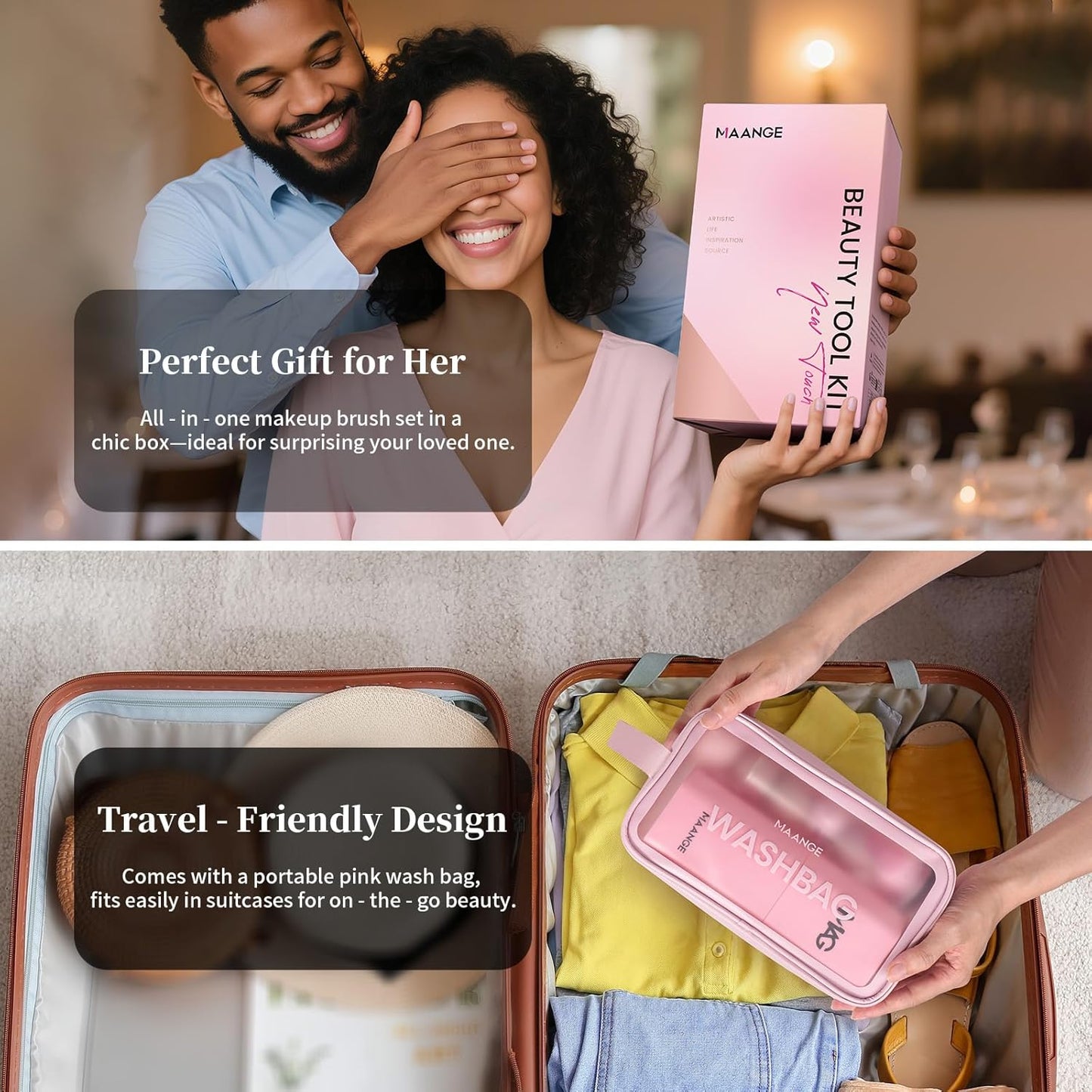 MAANGE Professional Synthetic Foundation & Concealer Blending Brush Set