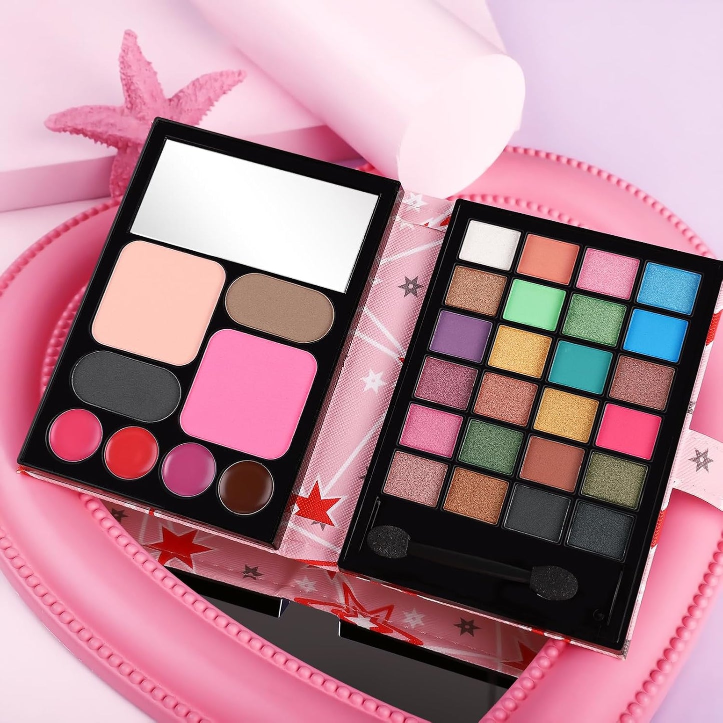 All-in-One Makeup Kit for Women – Full Kit with 24 Eye Shadows, 4 Lipsticks, 1 Blusher, 1 Powder, 2 Eyebrow Powders, 1 Mirror & 1 Double-Ended Brush | Perfect Makeup Set for Teen Girls, Beginners, and Professionals | Giftable Makeup Kit