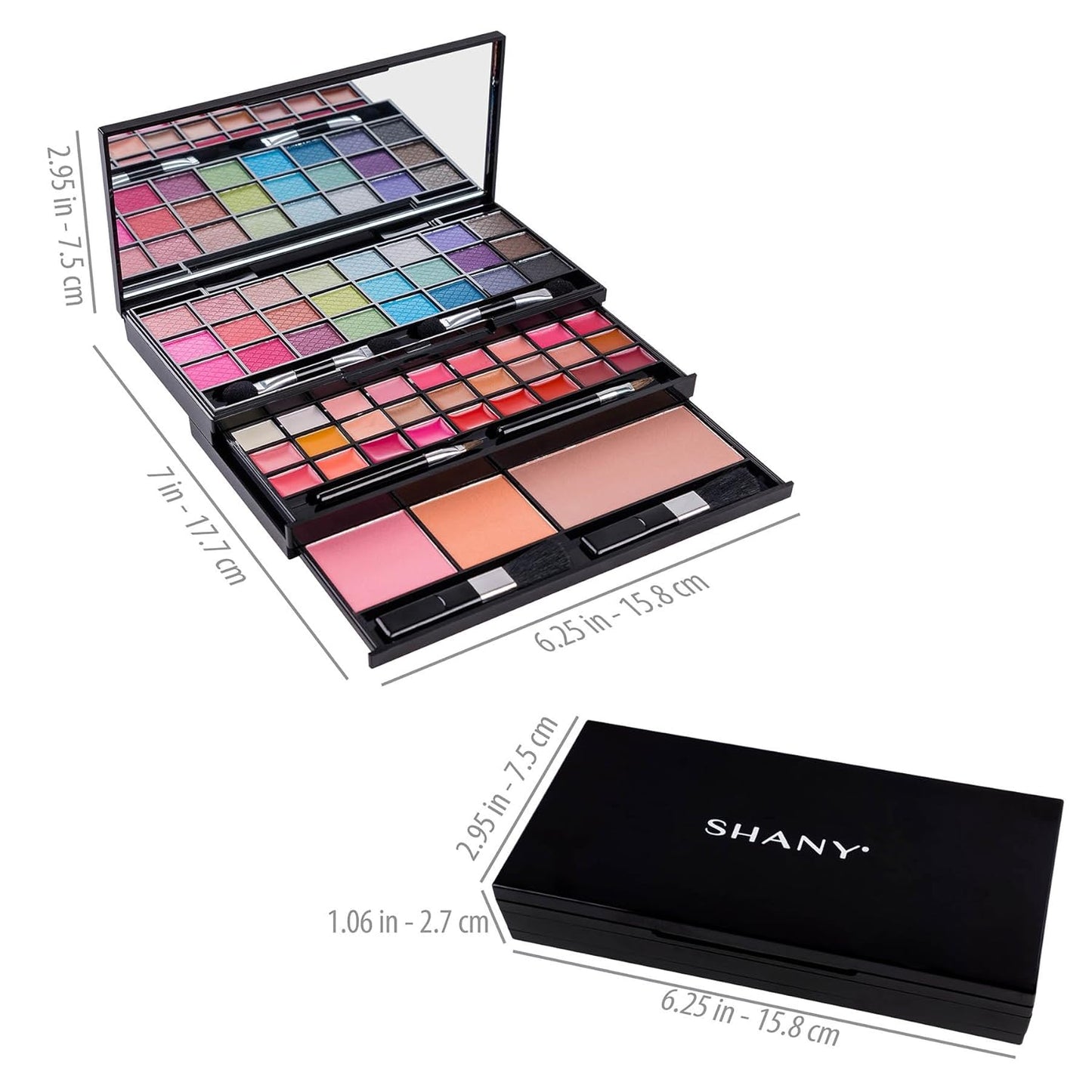 SHANY Classy & Sassy All-in-One Makeup Kit – 24 Eye Shadows, 18 Lipsticks & Lip Glosses, 2 Blushes, 1 Bronzer | Premium Makeup Set with Mirror & Applicators – Giftable, Travel-Friendly Packaging